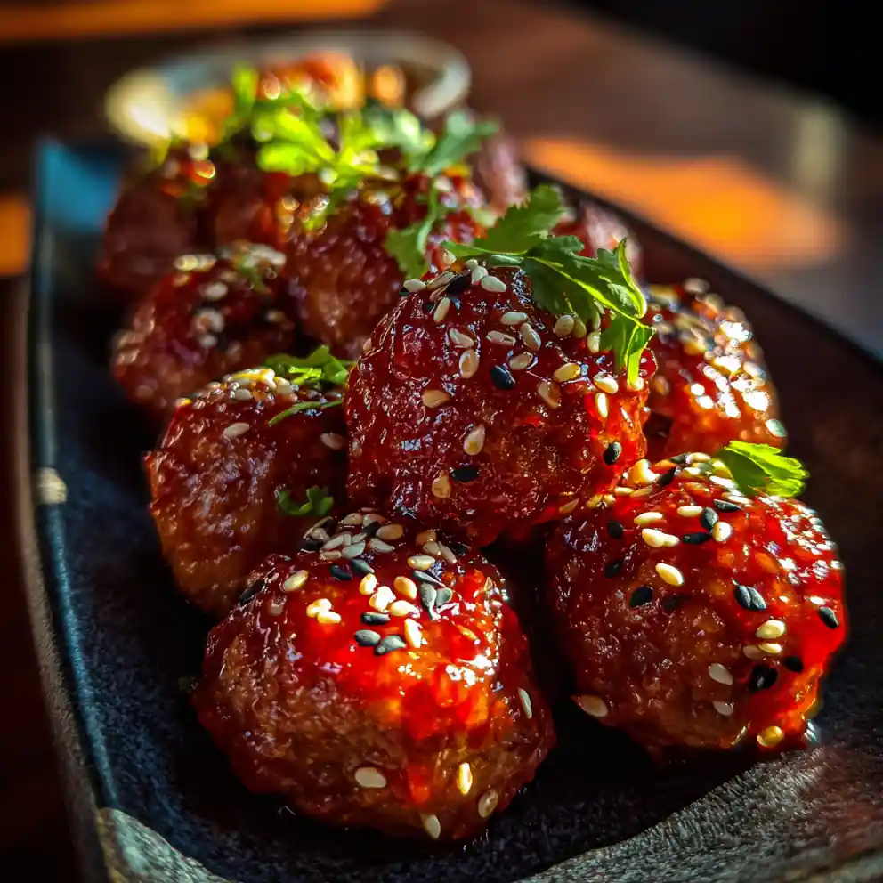 Beef Meatball Recipe Tomato-Chile Glaze With Garnet Sesame 3 Beef Meatball Recipe Tomato Chile Glaze With Garnet Sesame 1761848098.2084827