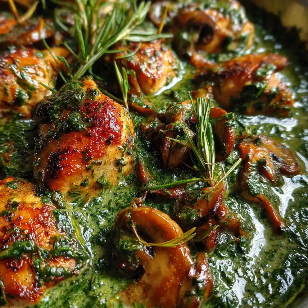 Chicken And Mushroom Recipe With Emerald Spinach Cream 1761397910.138276