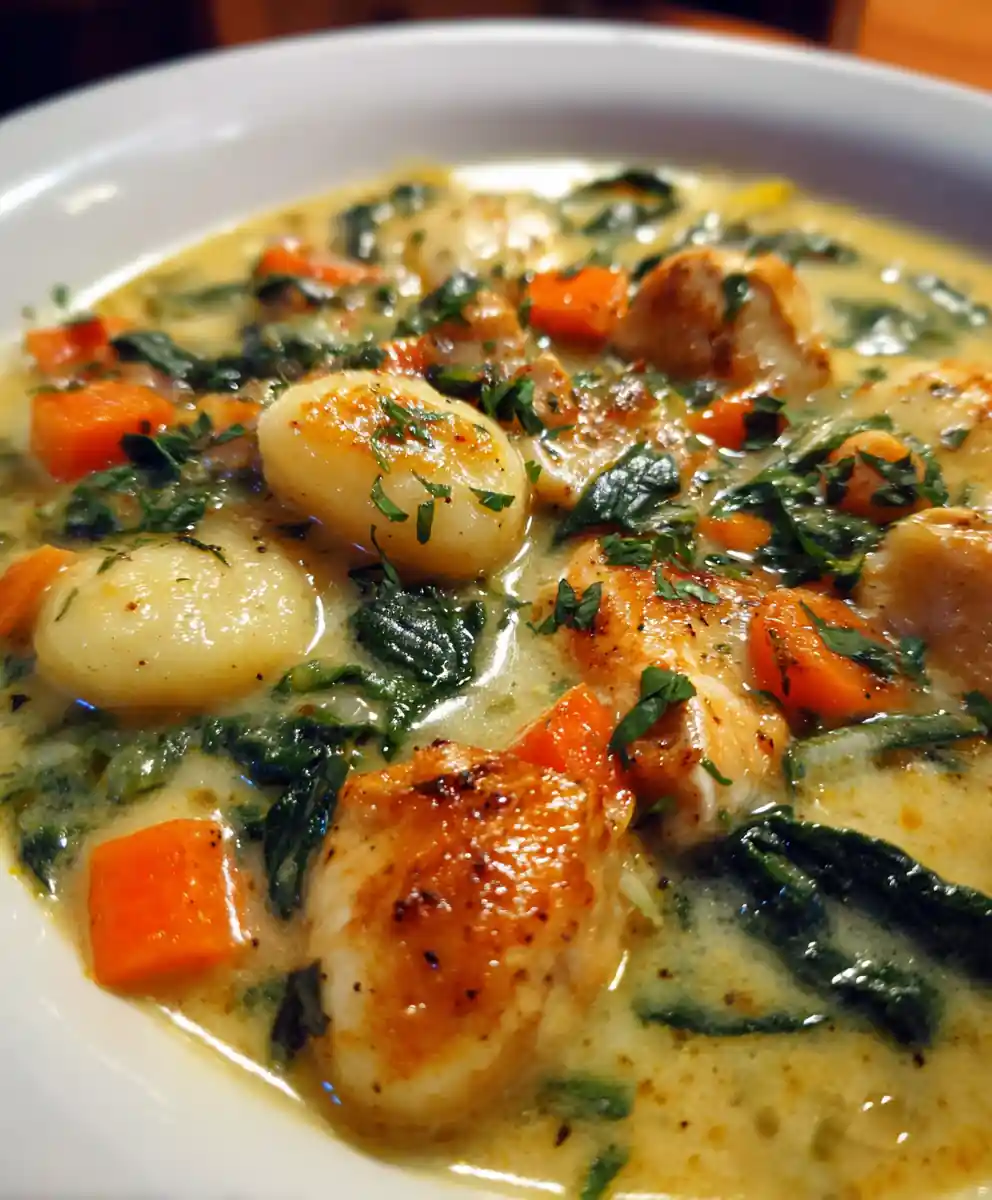 Chicken Gnocchi Soup Recipe Creamy Spinach Broth With Carrot Jewels 5 chicken gnocchi soup recipe Creamy Spinach Broth With Carrot Jewels