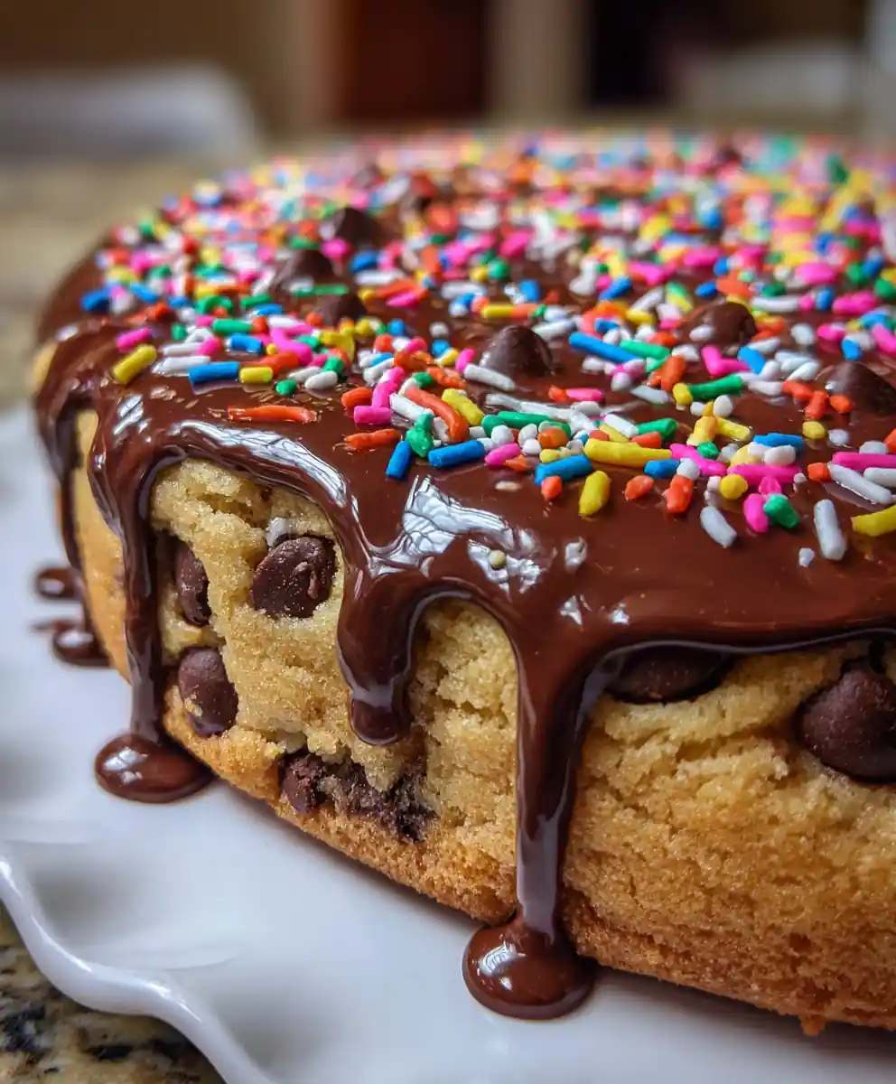 Cookie Cake Recipe Confetti Sprinkle Border With Ganache Drip 5 cookie cake recipe Confetti Sprinkle Border With Ganache Drip