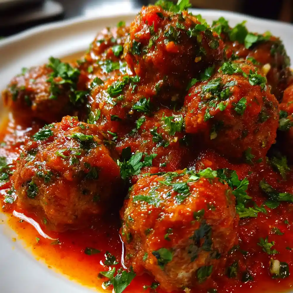 Easy Meatball Recipe Roasted Pepper Marinara With Herb Confetti 4 easy meatball recipe Roasted Pepper Marinara With Herb Confetti