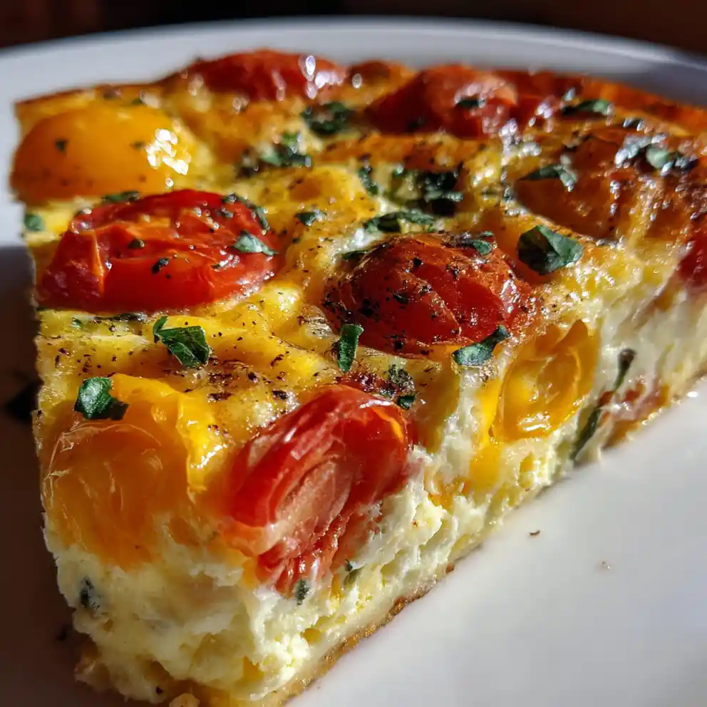Egg Bake Recipe Sunburst Tomatoes And Basil Ribbons 1760291225.6633532