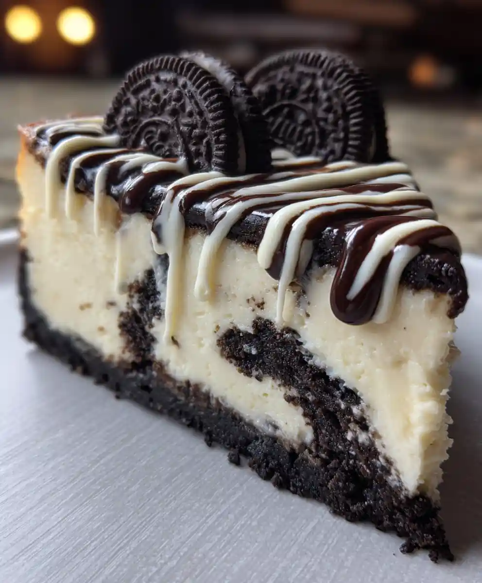 Oreo Cheesecake Recipe Dark Cookie Swirl With White Drizzle 5 oreo cheesecake recipe Dark Cookie Swirl With White Drizzle