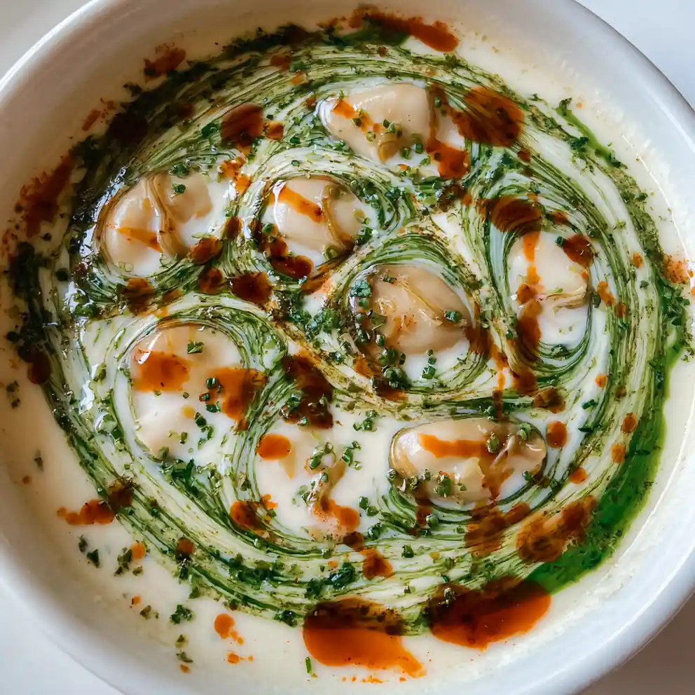 Oyster Stew Recipe Chive Oil Swirl With Paprika 1760781564.68709