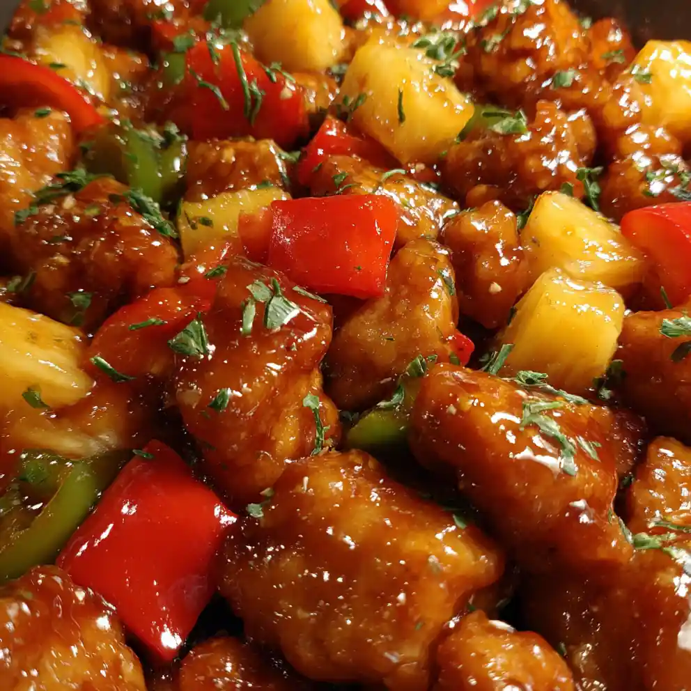 pineapple chicken recipe Sticky Pineapple Glaze With Red Peppers