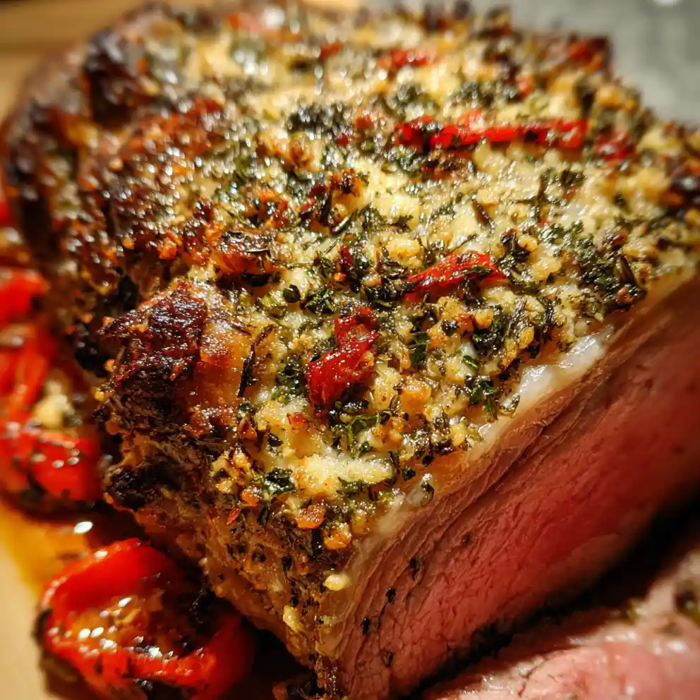 Ribeye Roast Recipe Garlic Herb Crust With Red Peppers 4 ribeye roast recipe Garlic Herb Crust With Red Peppers