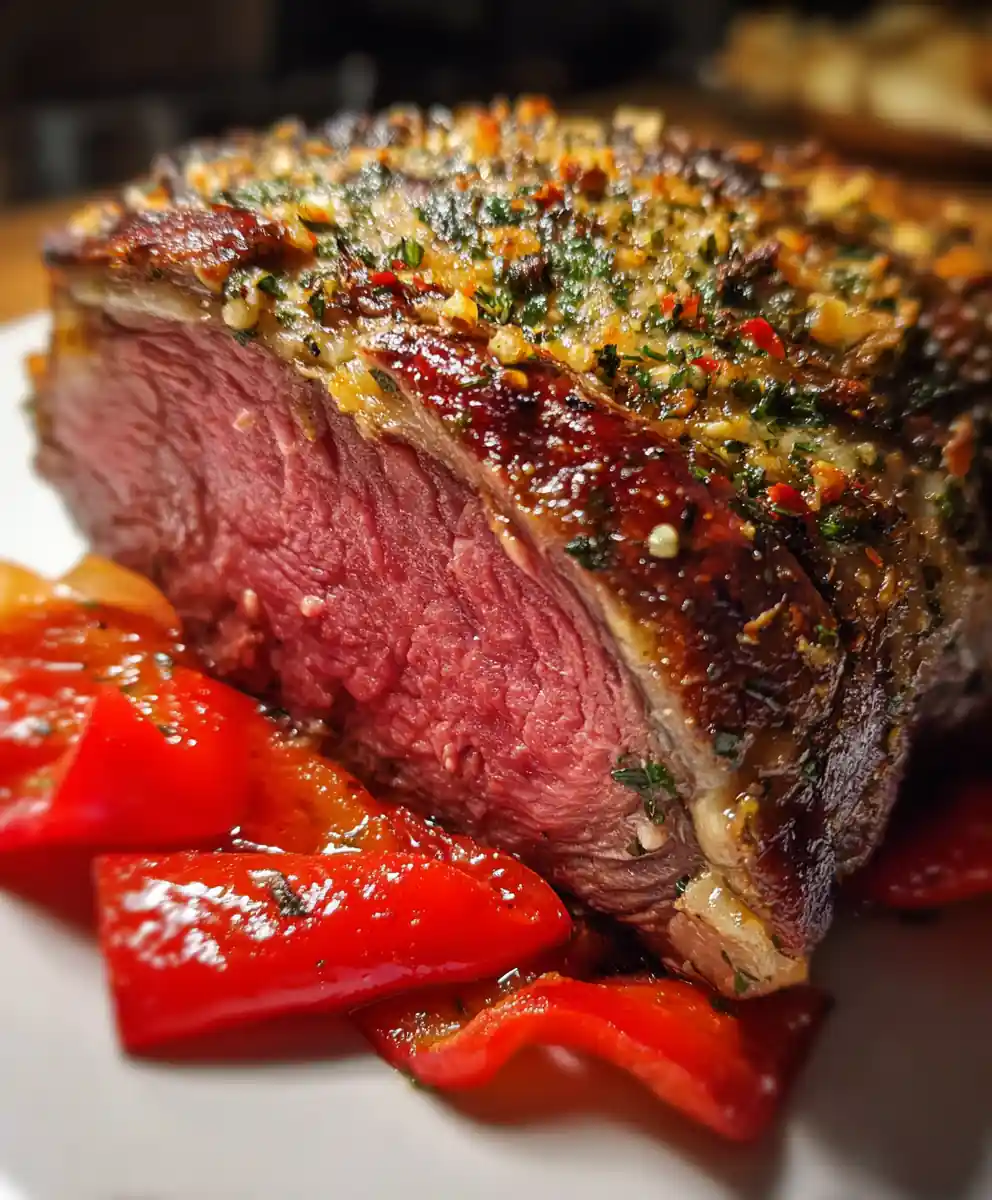 Ribeye Roast Recipe Garlic Herb Crust With Red Peppers 5 ribeye roast recipe Garlic Herb Crust With Red Peppers