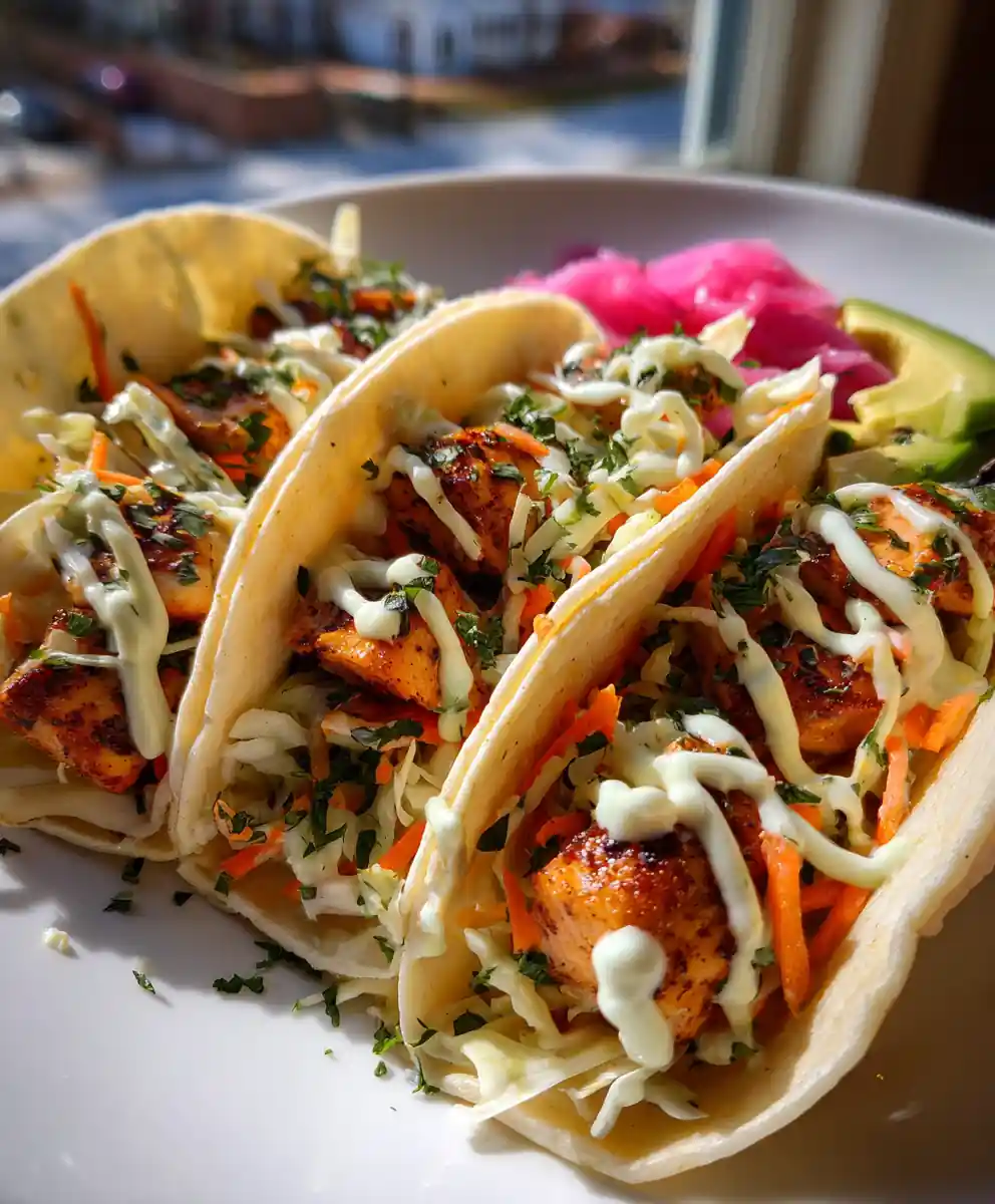 Salmon Tacos Recipe Sunset Slaw With Lime Crema Lines 5 salmon tacos recipe Sunset Slaw with Lime Crema Lines