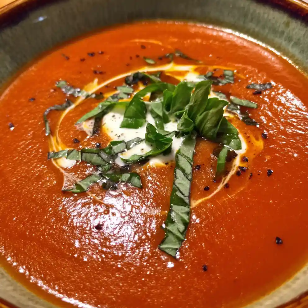 Tomato Basil Soup Recipe Basil Oil Spiral And Cream Dot 1760781815.507114