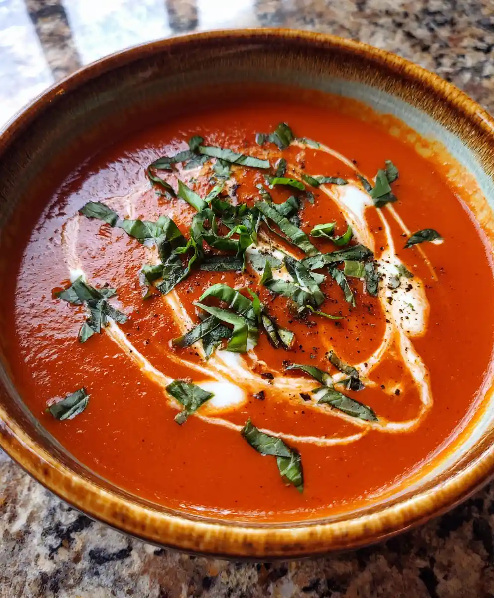 Tomato Basil Soup Recipe Basil Oil Spiral And Cream Dot 5 tomato basil soup recipe Basil Oil Spiral And Cream Dot