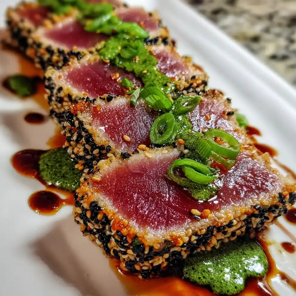 tuna steak recipe Sesame Crust With Wasabi Streak