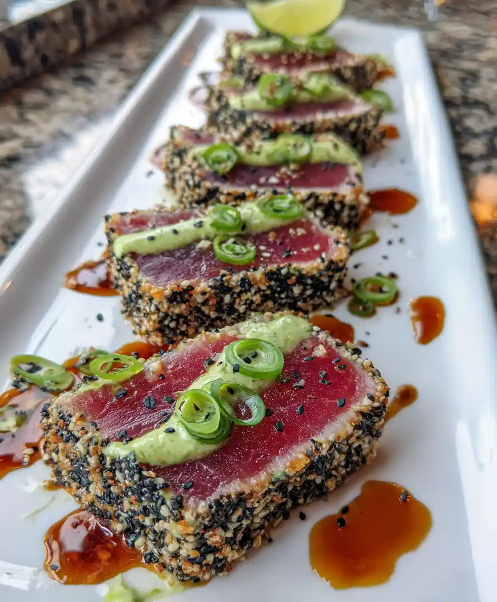 tuna steak recipe Sesame Crust With Wasabi Streak