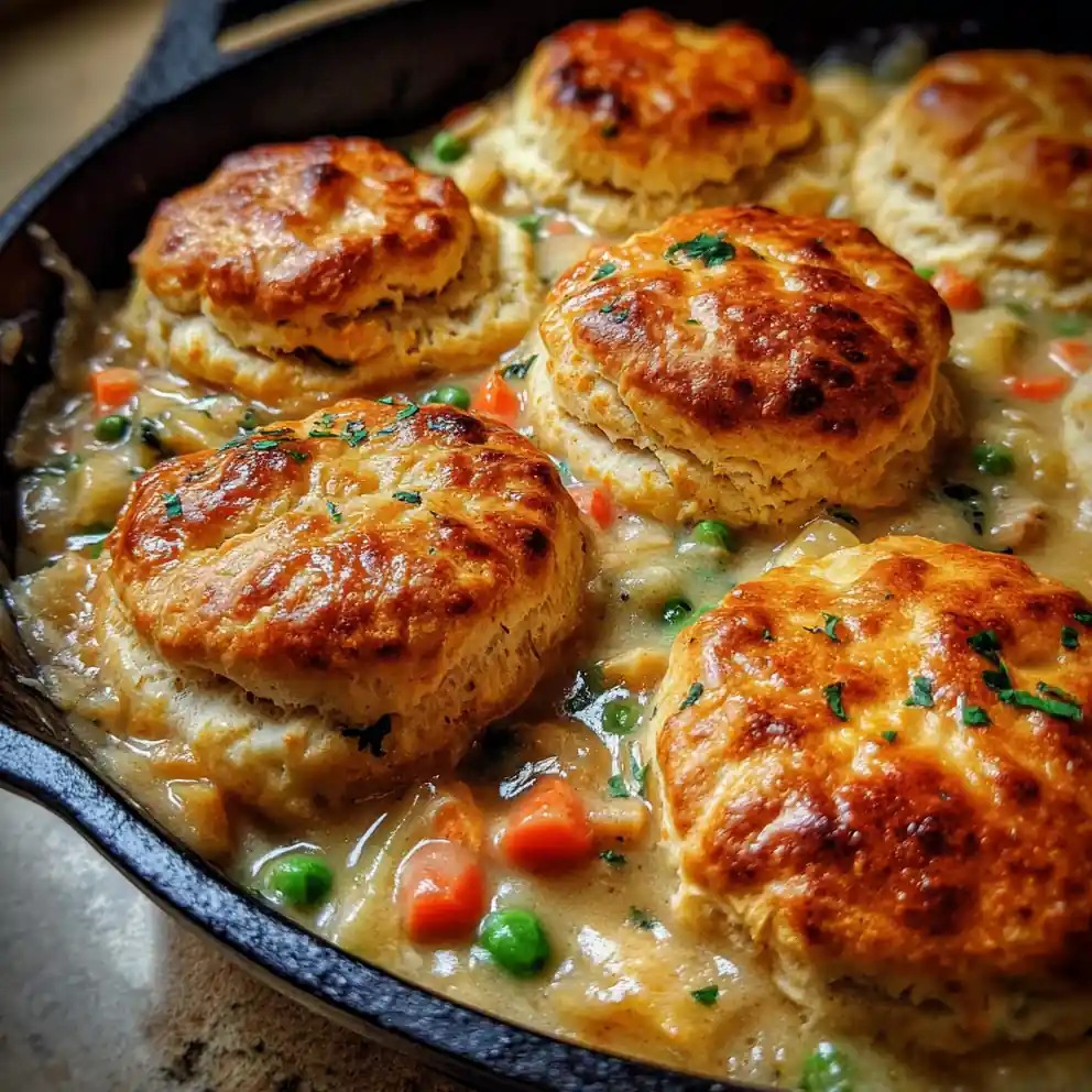 Chicken Pot Pie Recipe With Biscuits Skillet Amber Filling With Golden Lids 3 Chicken Pot Pie Recipe With Biscuits Skillet Amber Filling With Golden Lids 1761975302.7582855