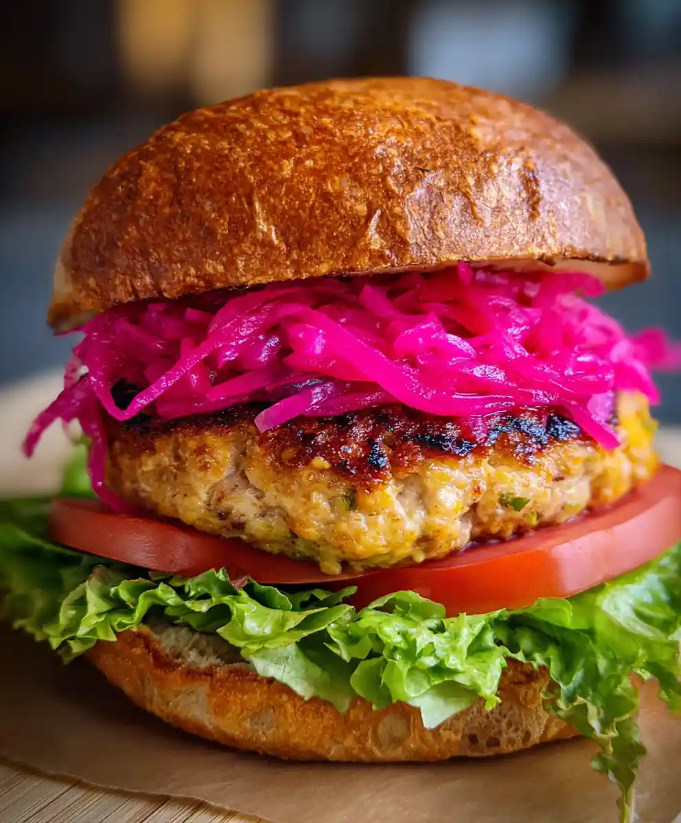 Easy Turkey Burger Recipe With Beet Pickled Onion Stack 5 easy turkey burger recipe With Beet Pickled Onion Stack