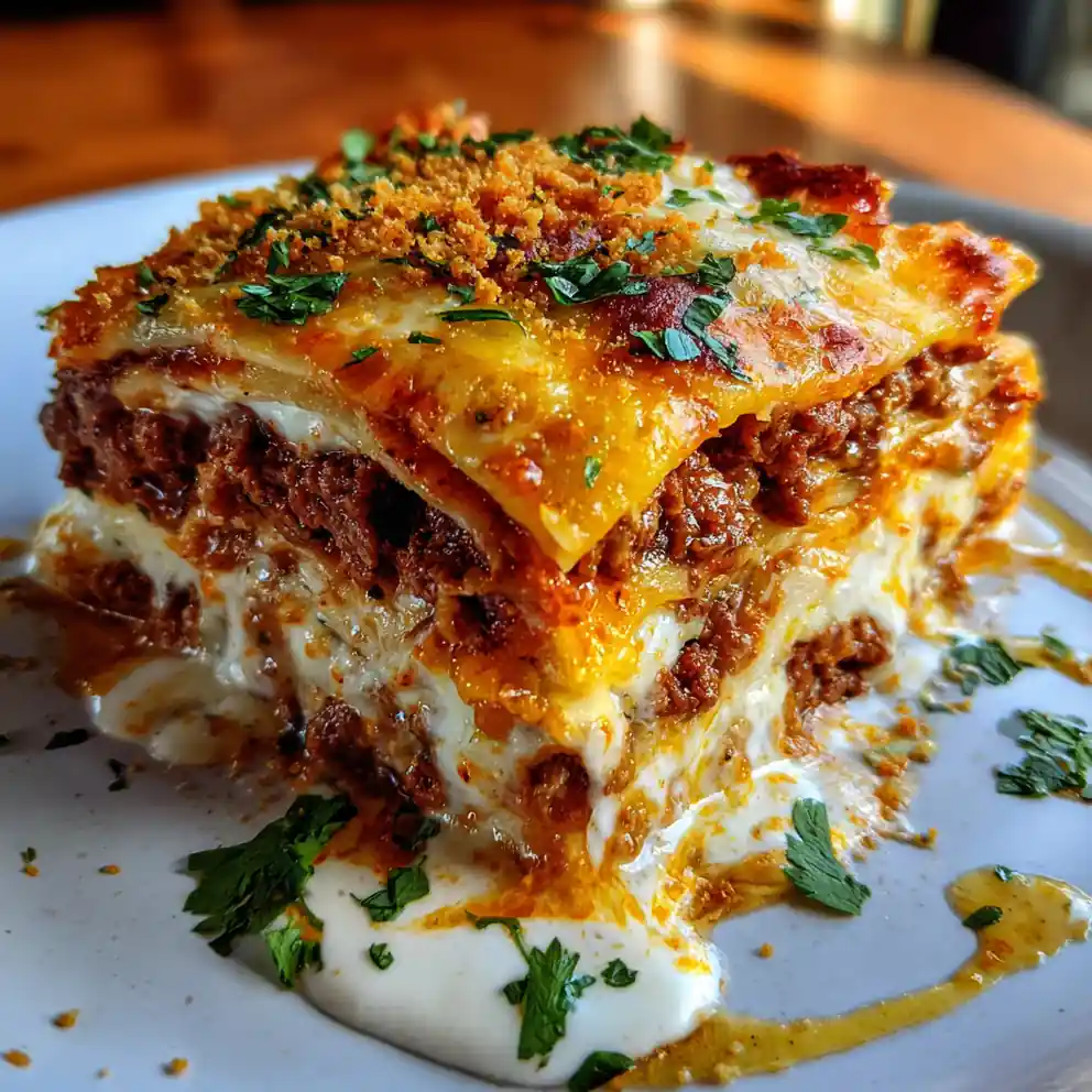 Baked Taco Lasagna With Charred Poblano Corn Cream Swirl 4 Baked Taco Lasagna with Charred Poblano Corn Cream Swirl