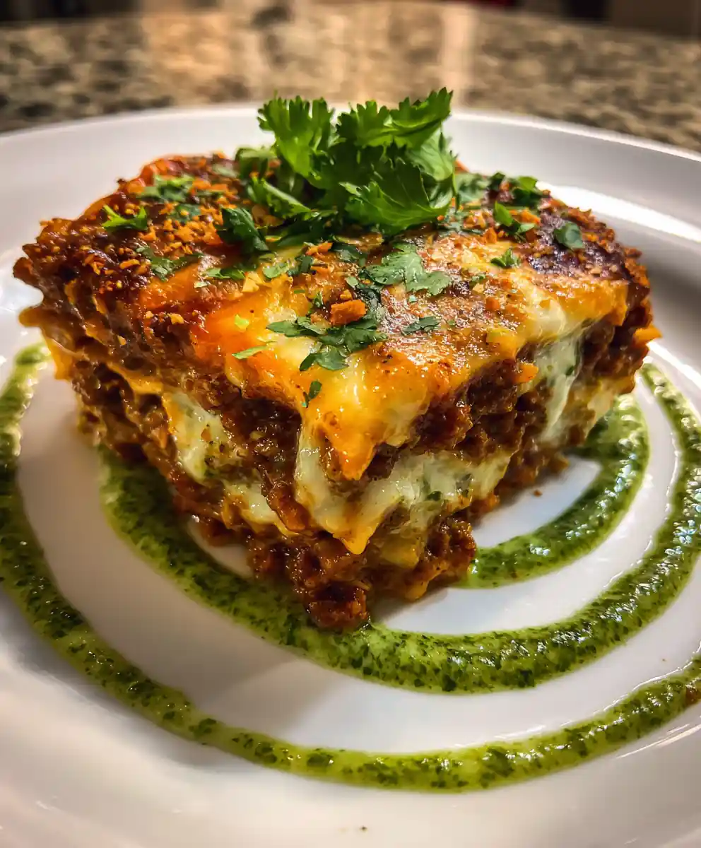 Baked Taco Lasagna With Charred Poblano Corn Cream Swirl 5 Baked Taco Lasagna with Charred Poblano Corn Cream Swirl