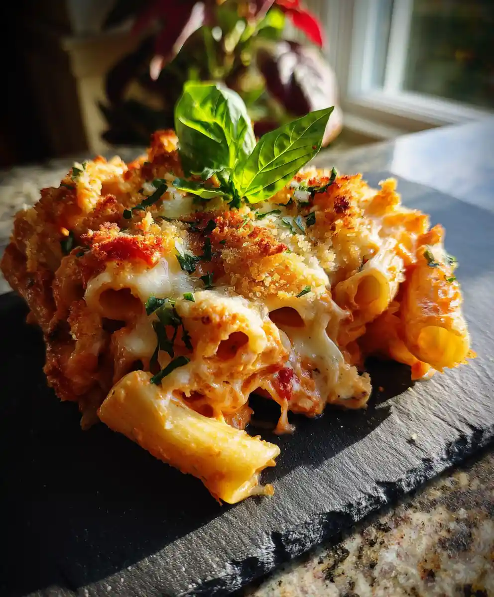 Baked Ziti With Roasted Red Pepper Cream Swirl 5 Baked Ziti with Roasted Red Pepper Cream Swirl