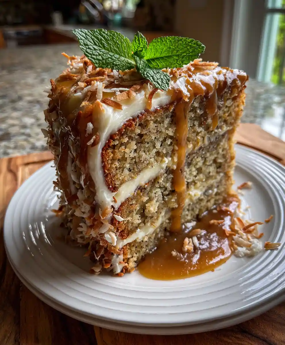 Banana Bread Cake With Salted Caramel Banana Swirl And Cream Cheese Frosting 5 Banana Bread Cake with Salted Caramel Banana Swirl and Cream Cheese Frosting