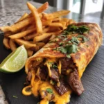 Cheesy Steak Burritos With Crispy Dirty Fry And Chipotle Cream 4 Cheesy Steak Burritos With Crispy Dirty Fry And Chipotle Cream 1767808898.736789