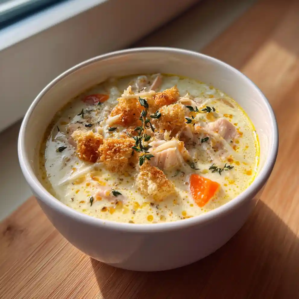 Creamy Chicken Cordon Bleu Soup With Lemon Thyme Cheese Swirl 4 Creamy Chicken Cordon Bleu Soup with Lemon Thyme Cheese Swirl