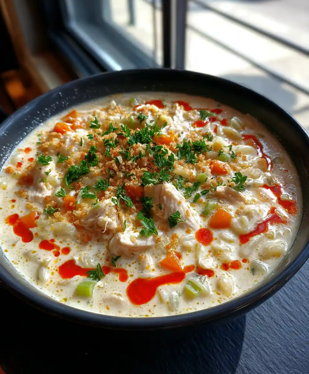 Creamy Chicken Pasta Soup With Roasted Red Pepper Swirl 5 Creamy Chicken Pasta Soup with Roasted Red Pepper Swirl