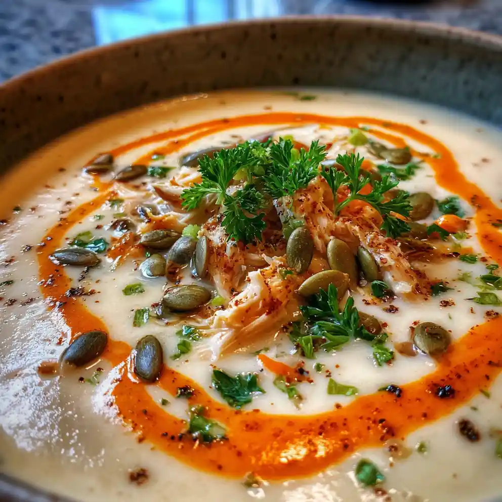 Creamy Chicken Soup With Roasted Red Pepper Cream Swirl 1767806459.9310813