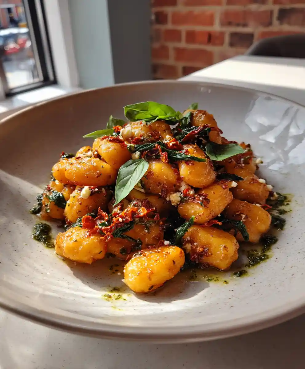 Crispy Gnocchi With Spinach And Feta Pesto Swirl 5 Crispy Gnocchi with Spinach and Feta Pesto Swirl