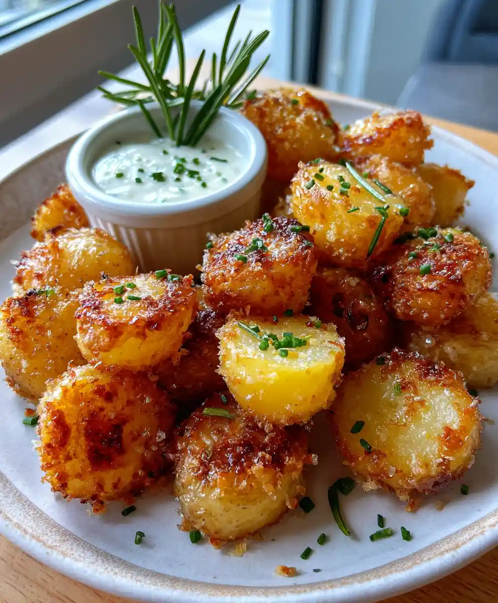 Crispy Herb Crusted Parmesan Potatoes With Lemon Garlic Dip 5 Crispy Herb Crusted Parmesan Potatoes with Lemon Garlic Dip