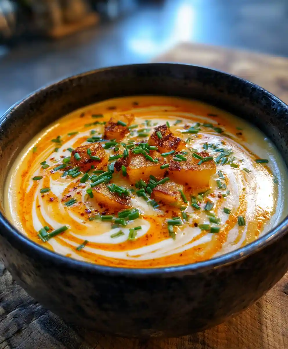 Crock Pot Potato Soup With Roasted Garlic Paprika Cream Swirl 5 Crock Pot Potato Soup with Roasted Garlic Paprika Cream Swirl