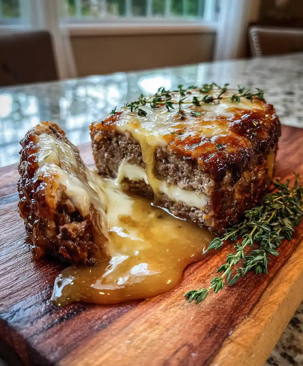 Crockpot French Onion Beefloaf With Gooey Swiss Cheese Core 5 Crockpot French Onion Beefloaf with Gooey Swiss Cheese Core