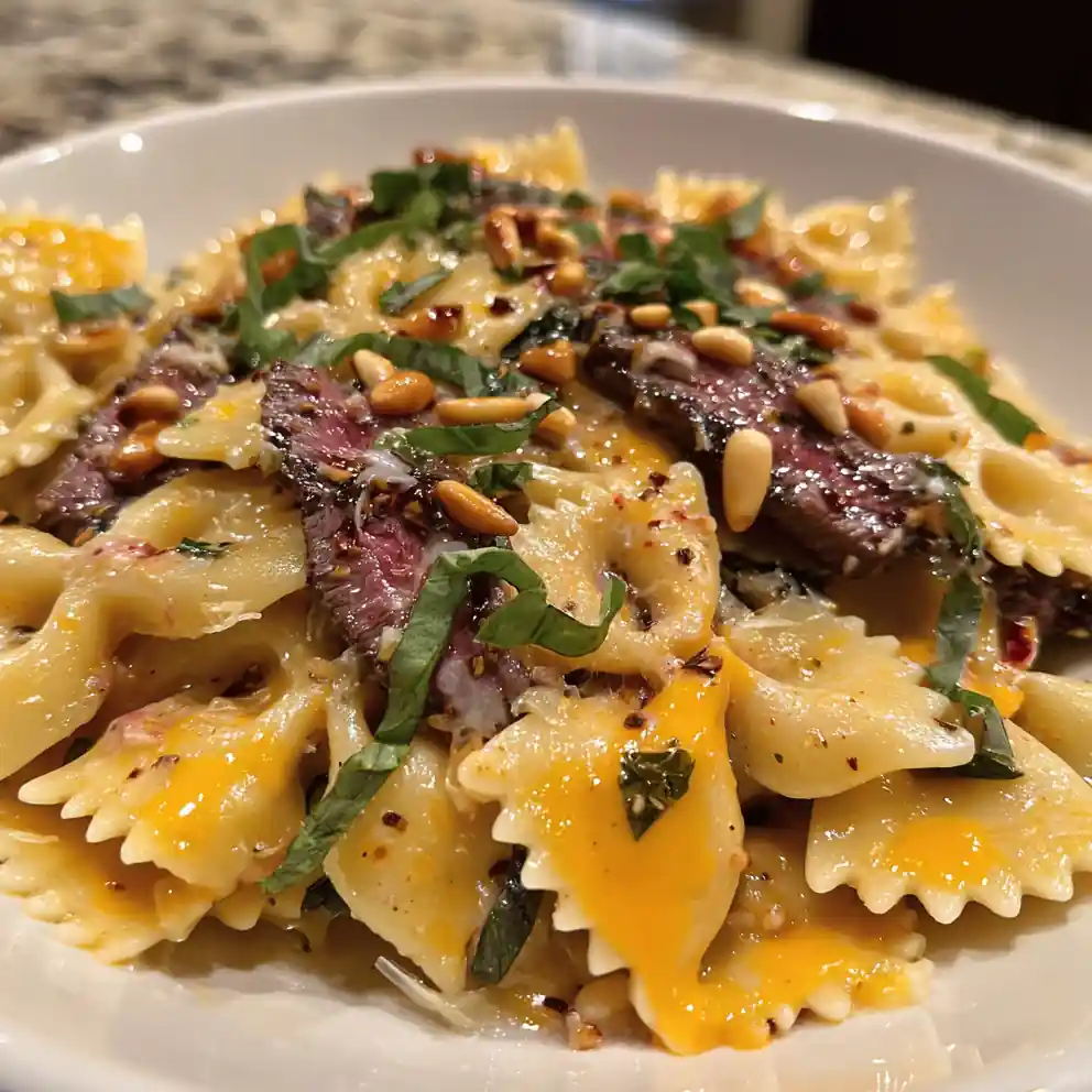 Garlic Butter Beef Bowtie Pasta With Sun Dried Tomato Basil Cream Swirl 4 Garlic Butter Beef Bowtie Pasta with Sun Dried Tomato Basil Cream Swirl