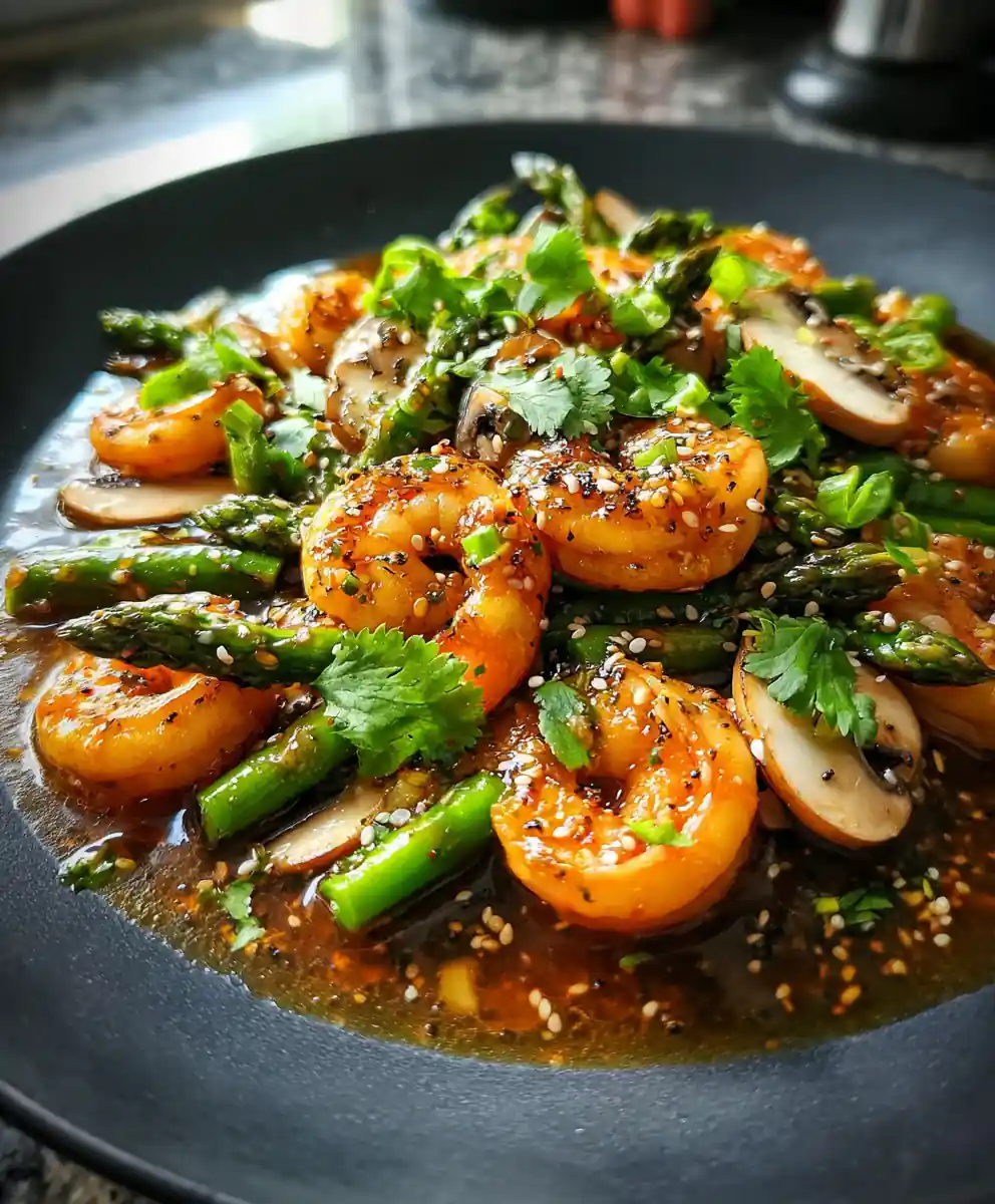 Honey Lime Sesame Shrimp, Asparagus & Mushroom Stir Fry 5 Honey Lime Sesame Shrimp, Asparagus & Mushroom Stir Fry