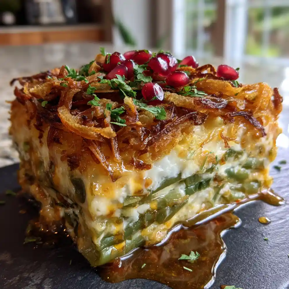 Miso Cream Swirled Green Bean Casserole With Crispy Shallot Topping 3 Miso Cream Swirled Green Bean Casserole With Crispy Shallot Topping 1767810393.9917643