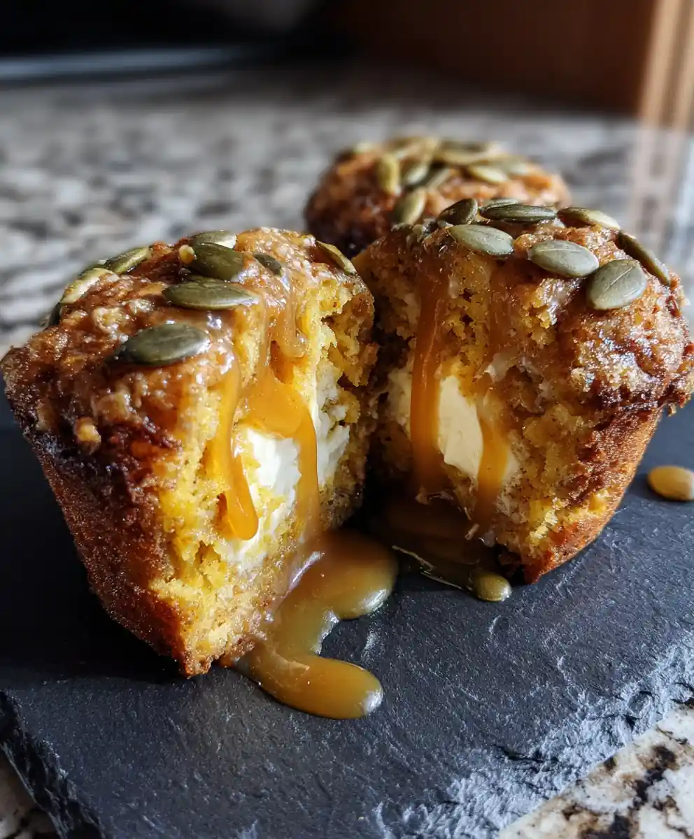 Pumpkin Cheesecake Muffins With Cardamom Caramel Swirl And Toasted Seed Crumble 5 Pumpkin Cheesecake Muffins with Cardamom Caramel Swirl and Toasted Seed Crumble