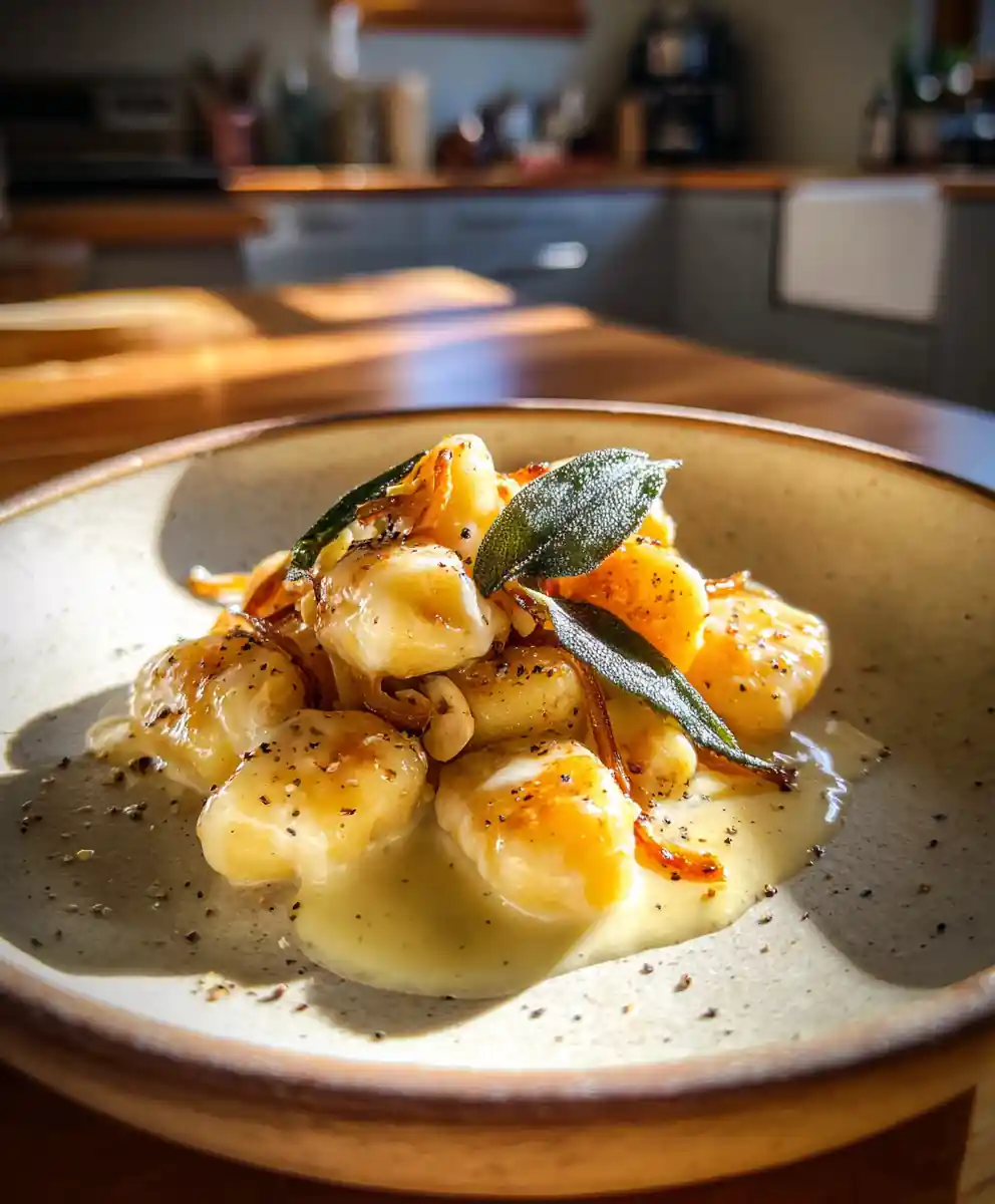Sage Brown Butter Gnocchi With Caramelized Onions And Gruyère 5 Sage Brown Butter Gnocchi with Caramelized Onions and Gruyère