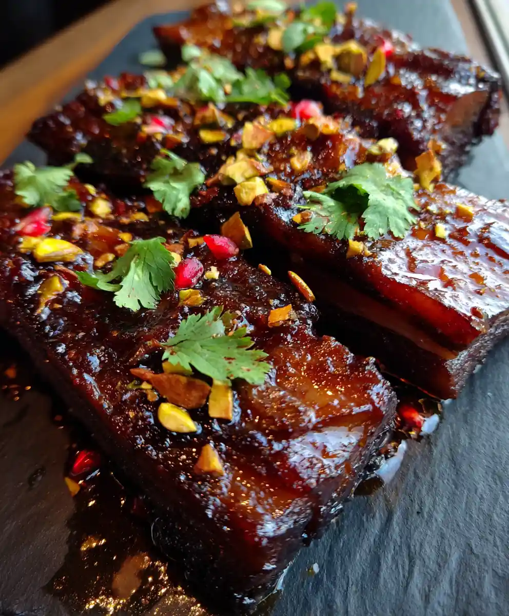 Slow Cooked Caramelized Beef Belly With Pomegranate Glaze 5 Slow Cooked Caramelized Beef Belly with Pomegranate Glaze