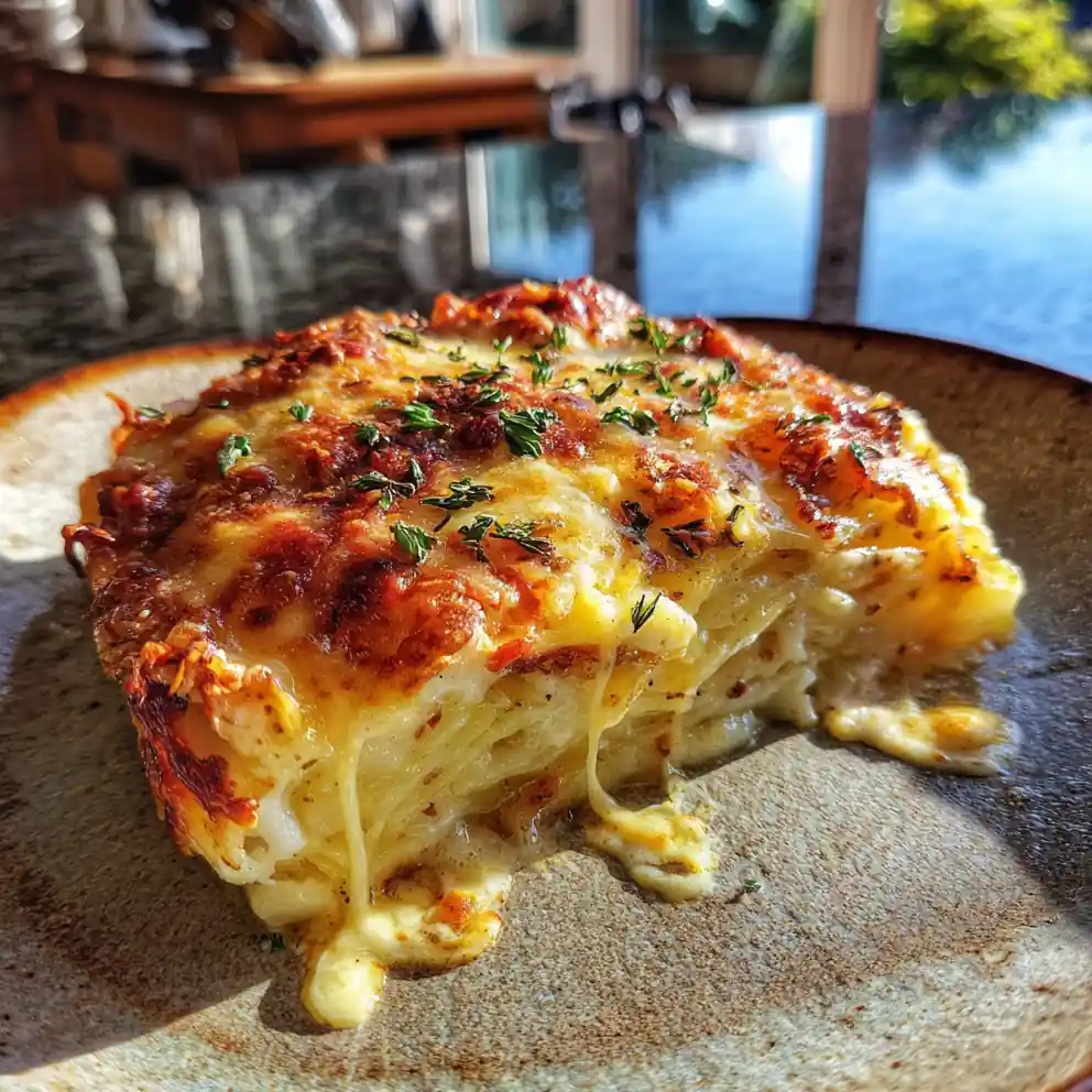 Smoked Chicken Sausage Cheesy Potato Casserole With Brown Butter Thyme Drizzle 4 Smoked Chicken Sausage Cheesy Potato Casserole with Brown Butter Thyme Drizzle