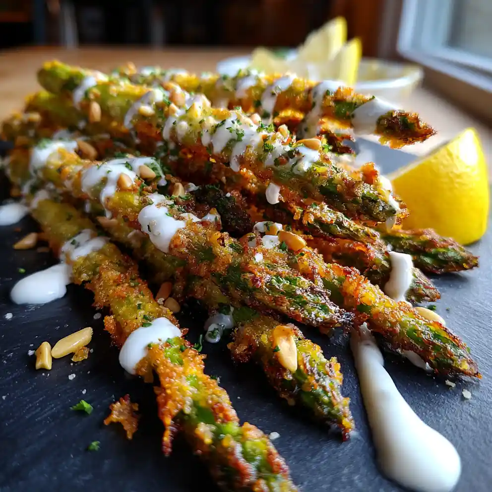 Smoky Harissa Parmesan Asparagus Sticks With Lemon Yogurt Drizzle 4 Smoky Harissa Parmesan Asparagus Sticks with Lemon Yogurt Drizzle