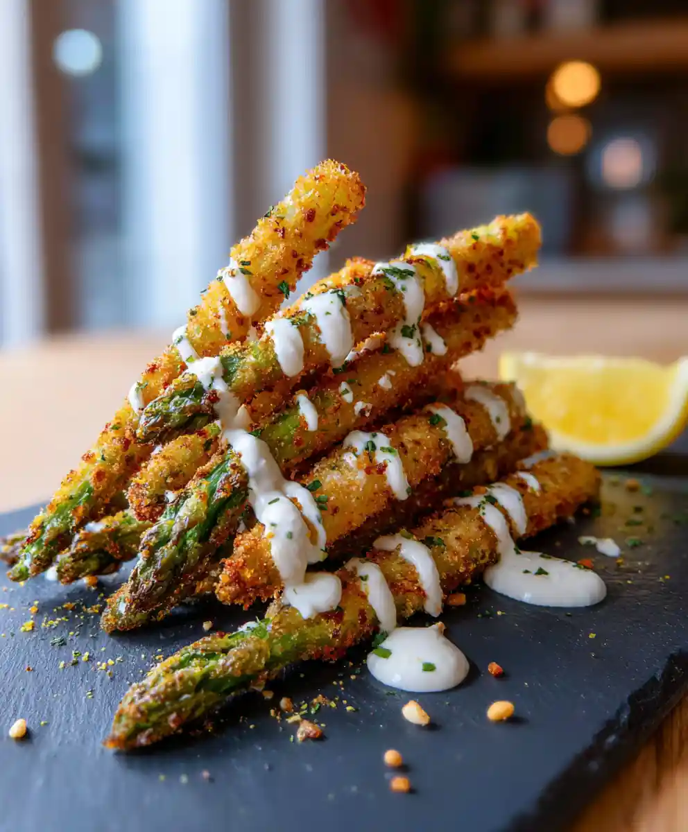 Smoky Harissa Parmesan Asparagus Sticks With Lemon Yogurt Drizzle 5 Smoky Harissa Parmesan Asparagus Sticks with Lemon Yogurt Drizzle