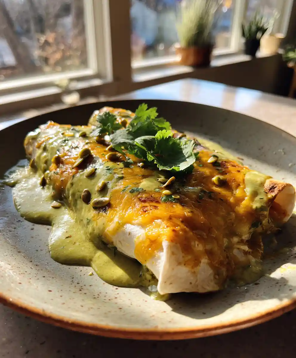 Smothered Green Chili Burritos With Chipotle Lime Avocado Cream 5 Smothered Green Chili Burritos with Chipotle Lime Avocado Cream