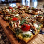 Charred Chicken Caprese Flatbread With Basil Pesto Marbled Mozzarella 1772026384.1419525
