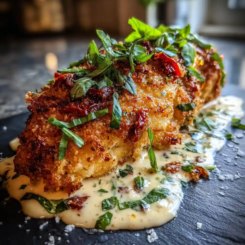 Crispy Parmesan Crusted Chicken With Sun Dried Tomato Garlic Cream 4 Crispy Parmesan Crusted Chicken With Sun Dried Tomato Garlic Cream