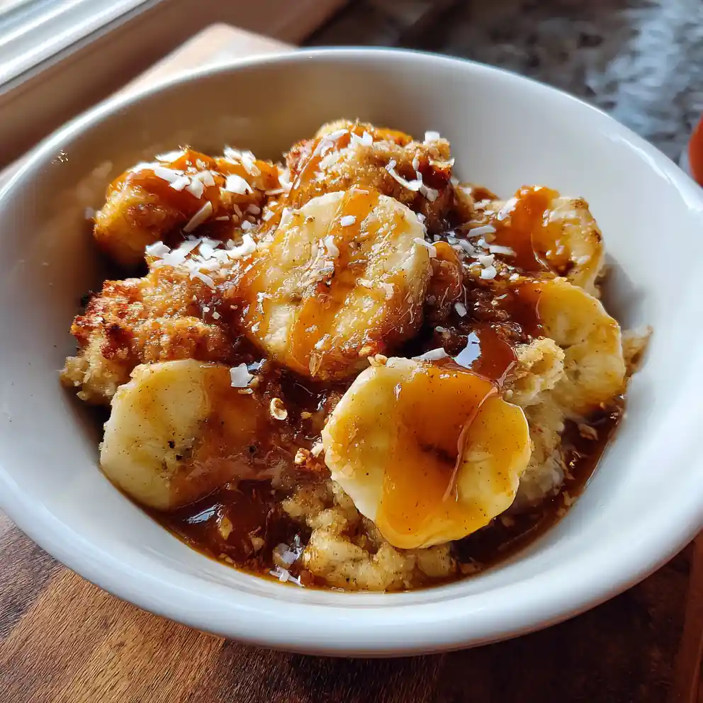 Ginger Caramel Banana Cobbler With Toasted Coconut Crumble 4 Ginger Caramel Banana Cobbler With Toasted Coconut Crumble