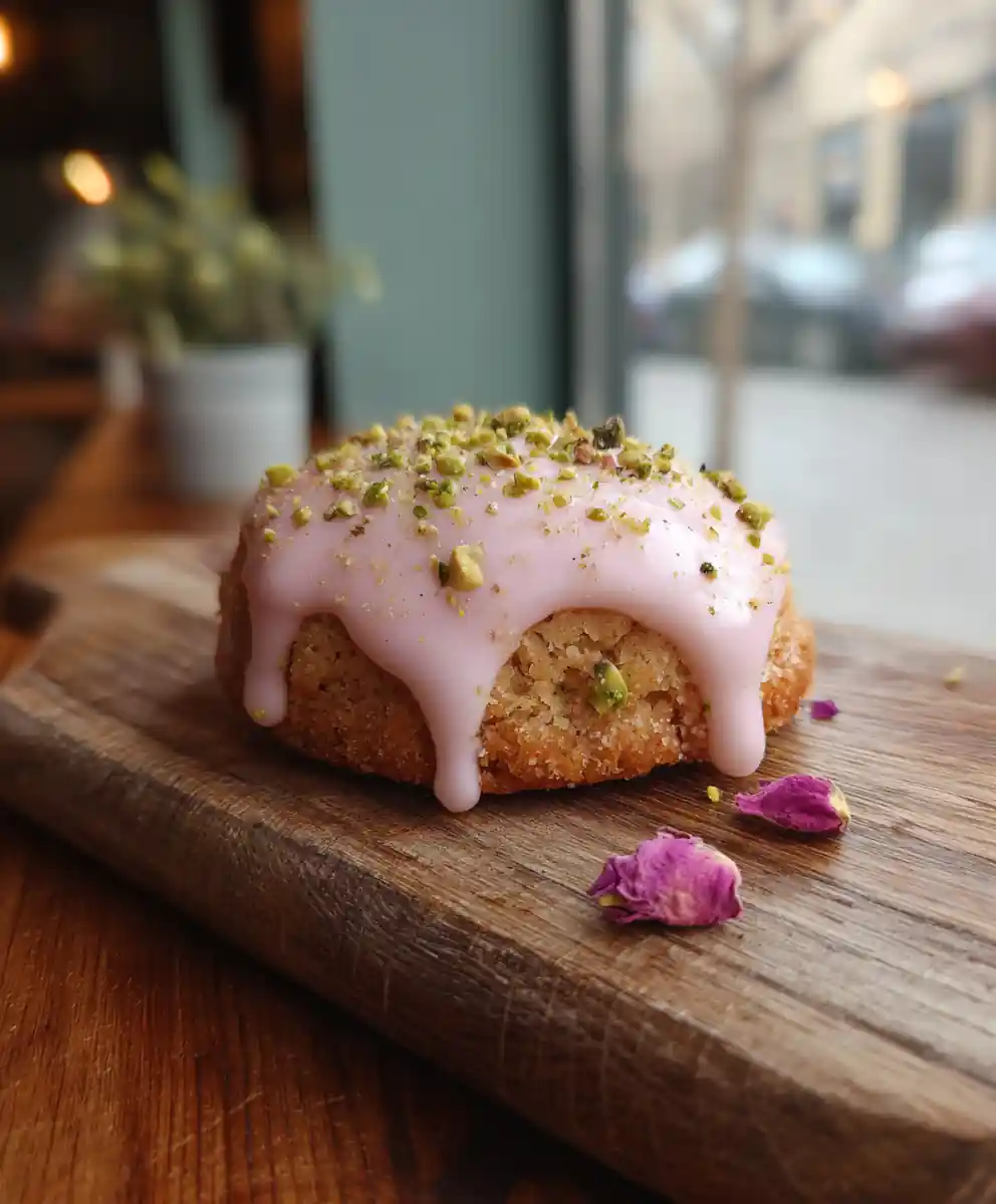 Pistachio Cream Pudding Cookies With Rose Glaze 5 Pistachio Cream Pudding Cookies with Rose Glaze