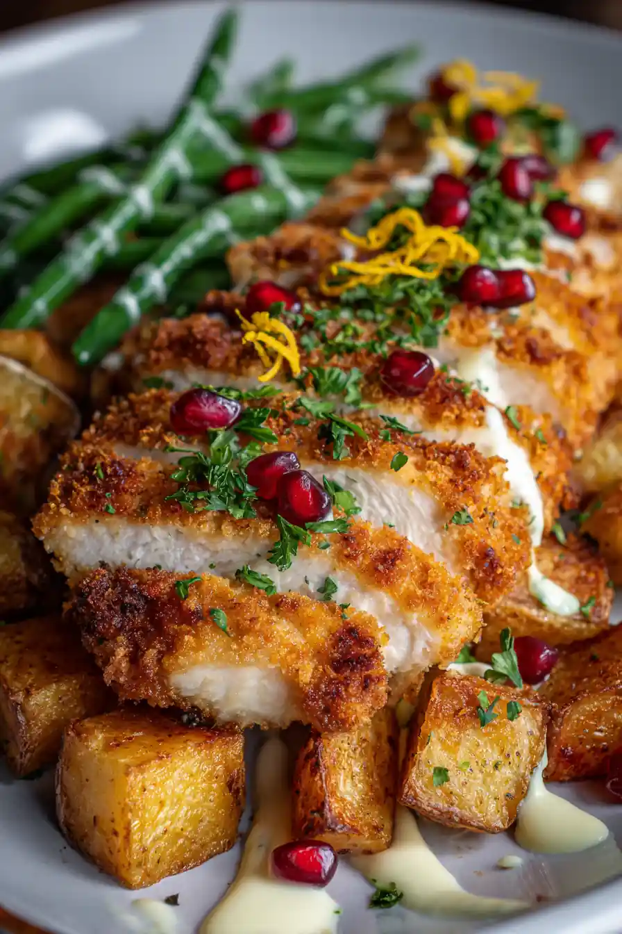 Easy One Pan Parmesan Crusted Chicken With Crispy Potatoes & Green Beans