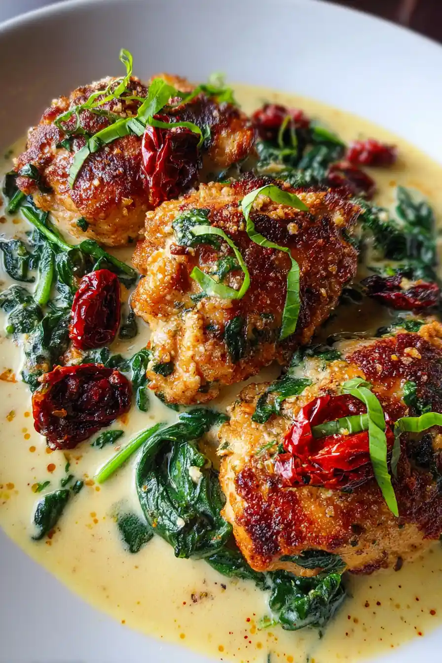 Low Carb Tuscan Chicken With Sun Dried Tomatoes And Basil