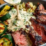 Grilled Steak Bowl with Creamy Sauce and Grilled Zucchini 4 Grilled Steak Bowl with Creamy Sauce and Grilled Zucchini