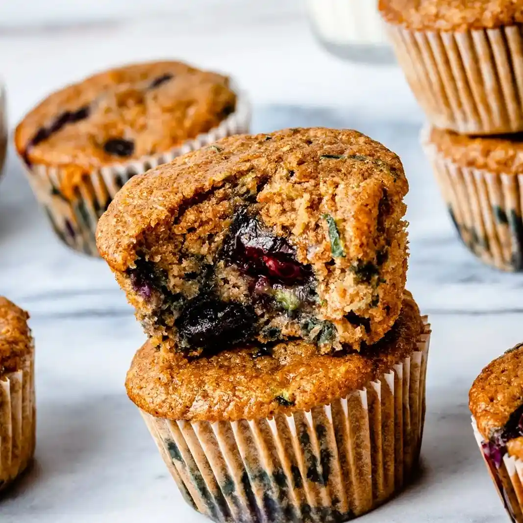 Healthy Blueberry Zucchini Muffins 3 Recipe image