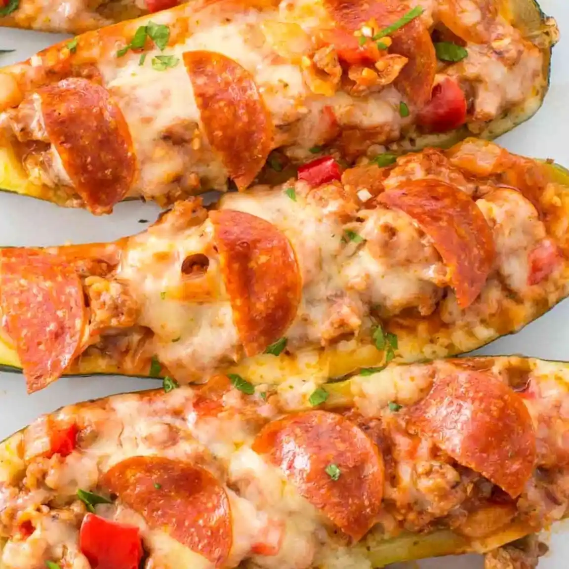 Pizza Stuffed Zucchini Boats 3 Recipe image