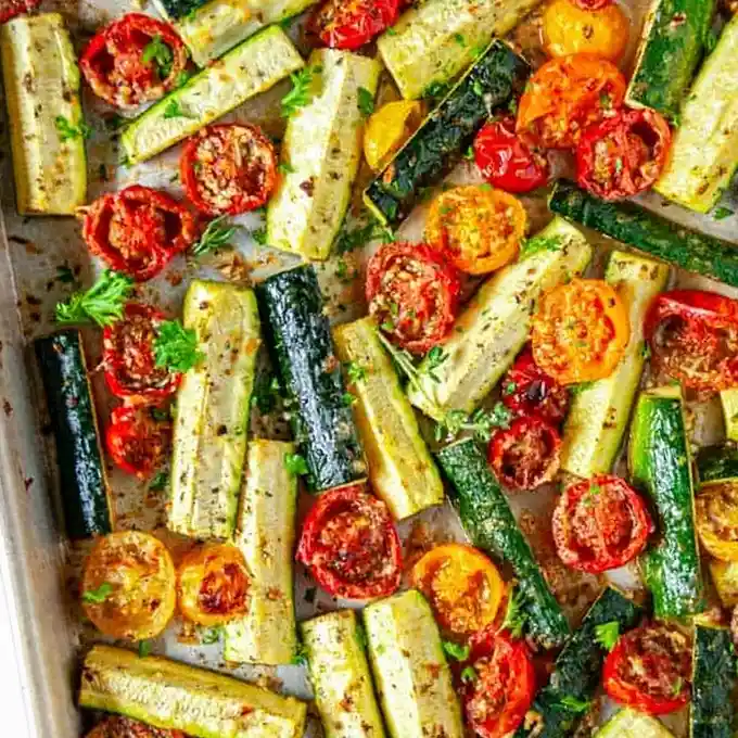 Cheesy Roasted Zucchini and Cherry Tomatoes 3 Recipe image